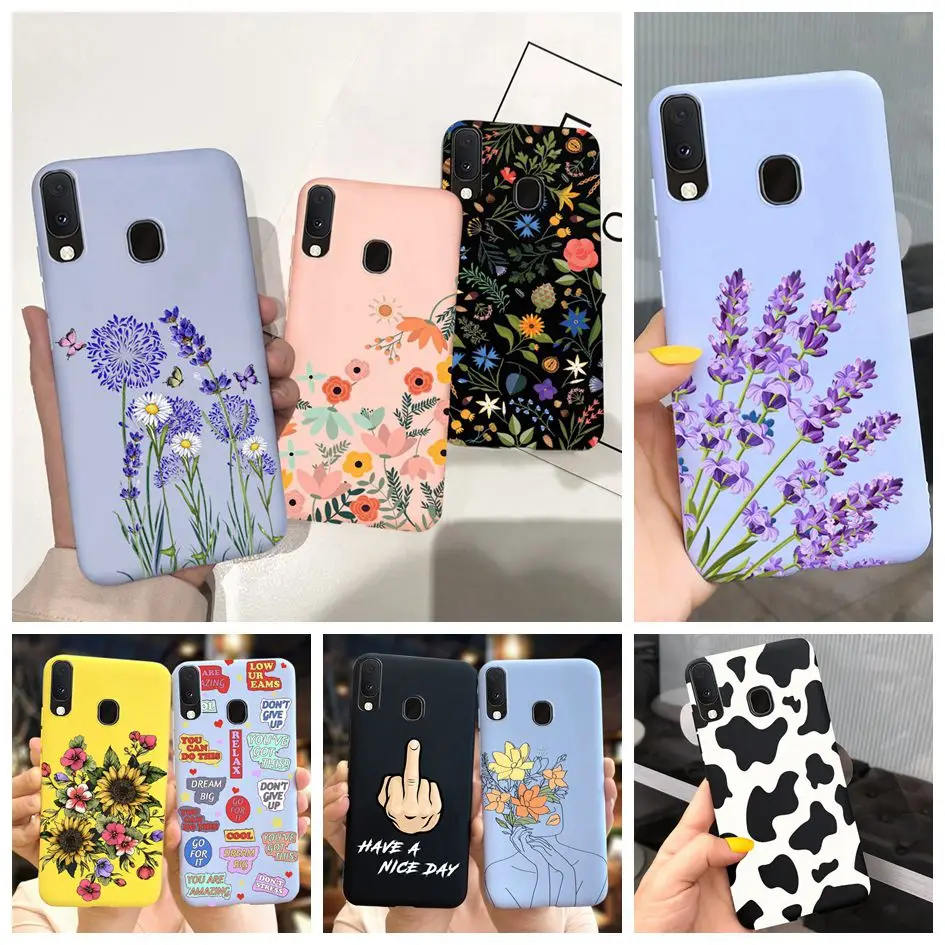 Funda colorida con flores para Samsung Galaxy A20 A20S A20E, funda trasera de silicona, Fundas suaves para Samsung A20 S A207F A 20 E Coque