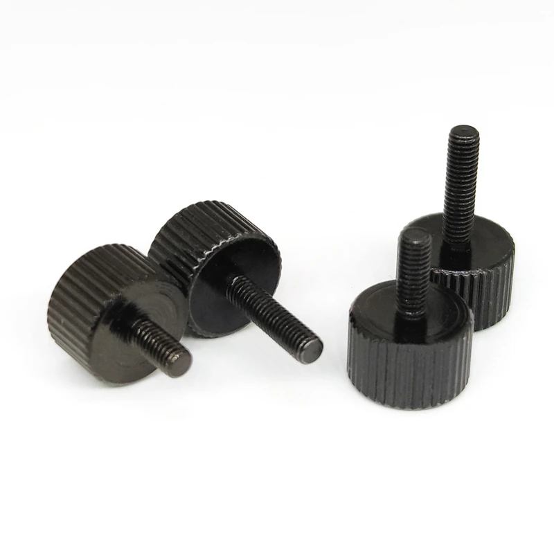 Tornillo de pulgar sin punta M3, acero al carbono, moleteado de cabeza plana, tornillo de pulgar moleteado, apriete a mano, tornillos de ordenador, 5 uds. - imagen 3