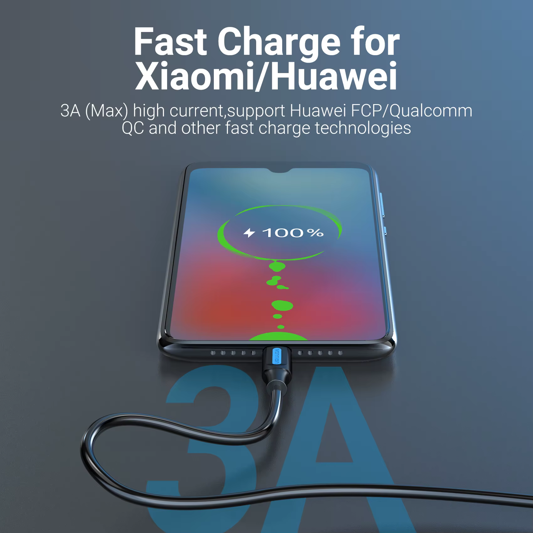 Vention Cable USB-C Carga Rápida Samsung Galaxy S10/S9 Huawei P20 Pro - imagen 5