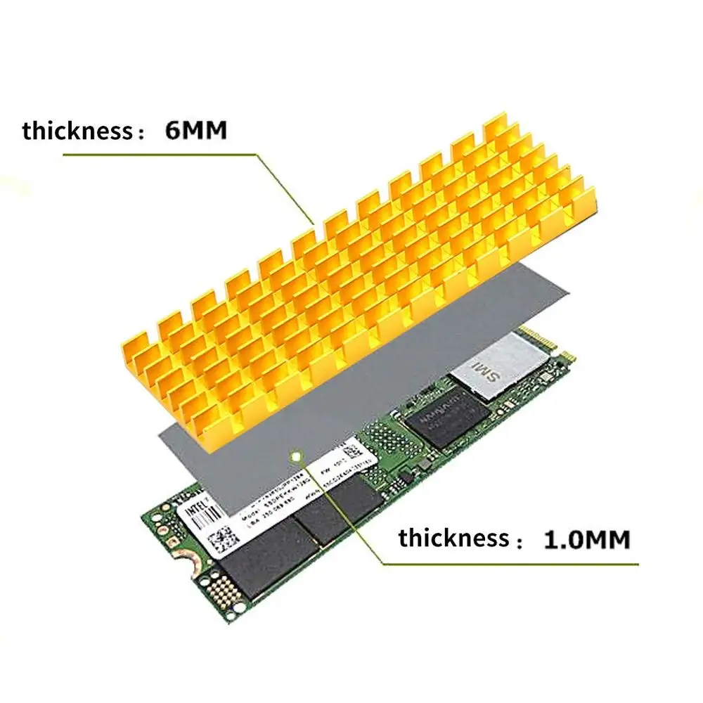 Disipador de calor de aluminio para ordenador portátil, disipador de calor de aleta de enfriamiento de memoria, PCIe NVMe M.2 2280 SSD, venta al por mayor, 5 piezas - imagen 3