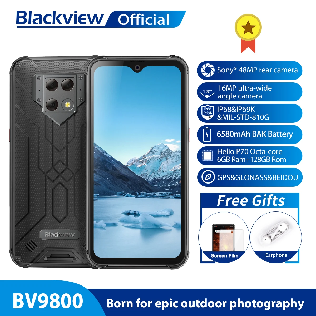Blackview-Móvil BV9800, Helio P70, Android 9.0, 6GB+128GB, 6580 mAh, 6.3", teléfono móvil con cámara trasera de 48MP, resistente al agua IP68 - imagen 2
