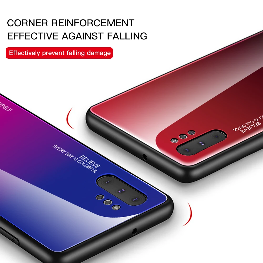 Para Samsung Galaxy Note 10 funda protectora trasera de vidrio templado duro con gradiente para samsung note 10 plus note10 pro 10+ - imagen 2