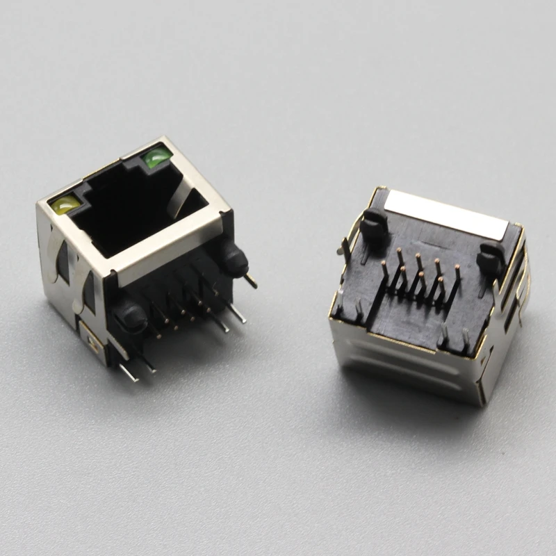 Conector hembra de red blindado de acero, LED de 90 grados y resorte, RJ45 8P8C, 2 unids/lote - imagen 3