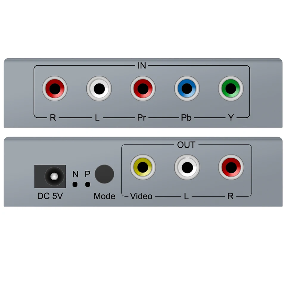 YPbPr-Convertidor de componentes a CVBS, dispositivo de 5 RCA a 3 RCA, compatible con conversión de Audio y vídeo de 1080P, TV de 1080P