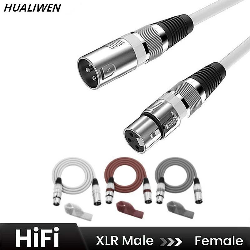 HUALIWEN-Cable XLR macho a hembra M/F de 3 pines OFC, Cable de Audio, lámina + trenzado blindado para amplificador de mezclador de micrófono de 1m, 2m, 3m, 5m, 10m - imagen 2