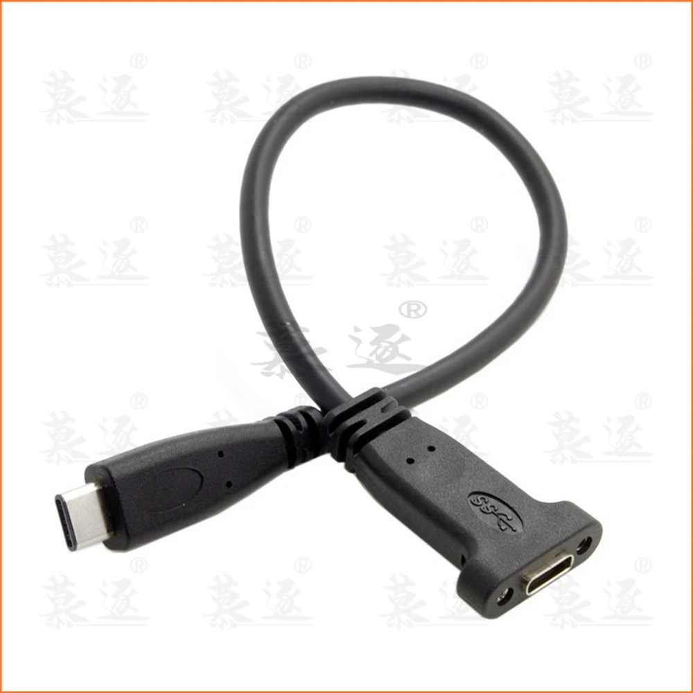 USB-C USB 3.1 tipo-c macho a hembra Cable de datos de extensión tipo C con orificio para tornillo de montaje en panel 0,2 M - imagen 3