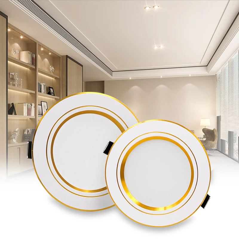 KARWEN-bombilla LED de techo para sala de estar, luz descendente de 5W, 9W, 12W, 15W, 18W, CA 220V, 230V, 240V, foco dorado - imagen 5