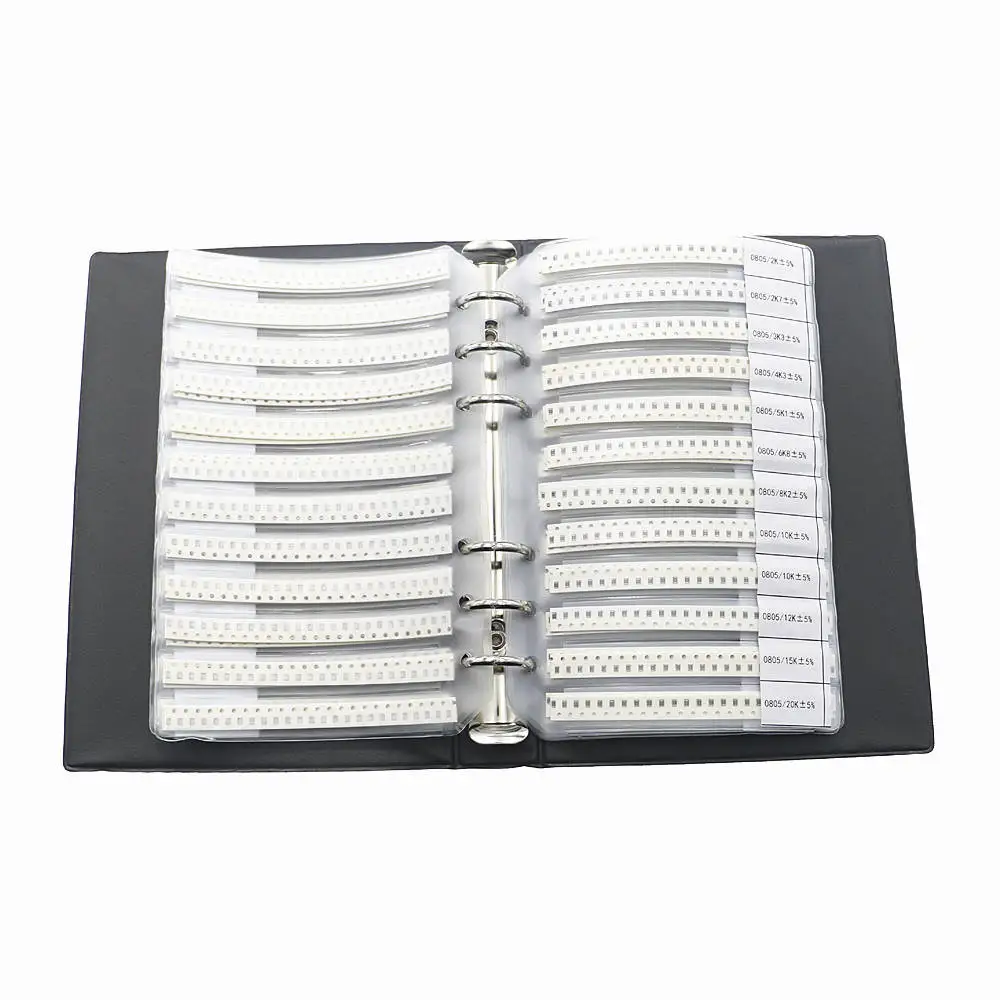 0805 SMD (0Ω-2MΩ) Resistencia de chip de 63 valores + (15pf-1uf) Libro de muestras de condensadores SMT de 17 valores - imagen 4