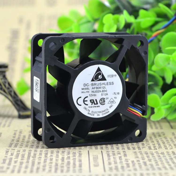 Ventilador de chasis Delta 6025 AFB0612L, 12V, 0.12A, 6CM, 6cm, 4 cables, silencioso de temperatura - imagen 3