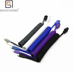 Cable Espiral USB C con Conector Aviador GX16 Forma L - Refuerzo Extra