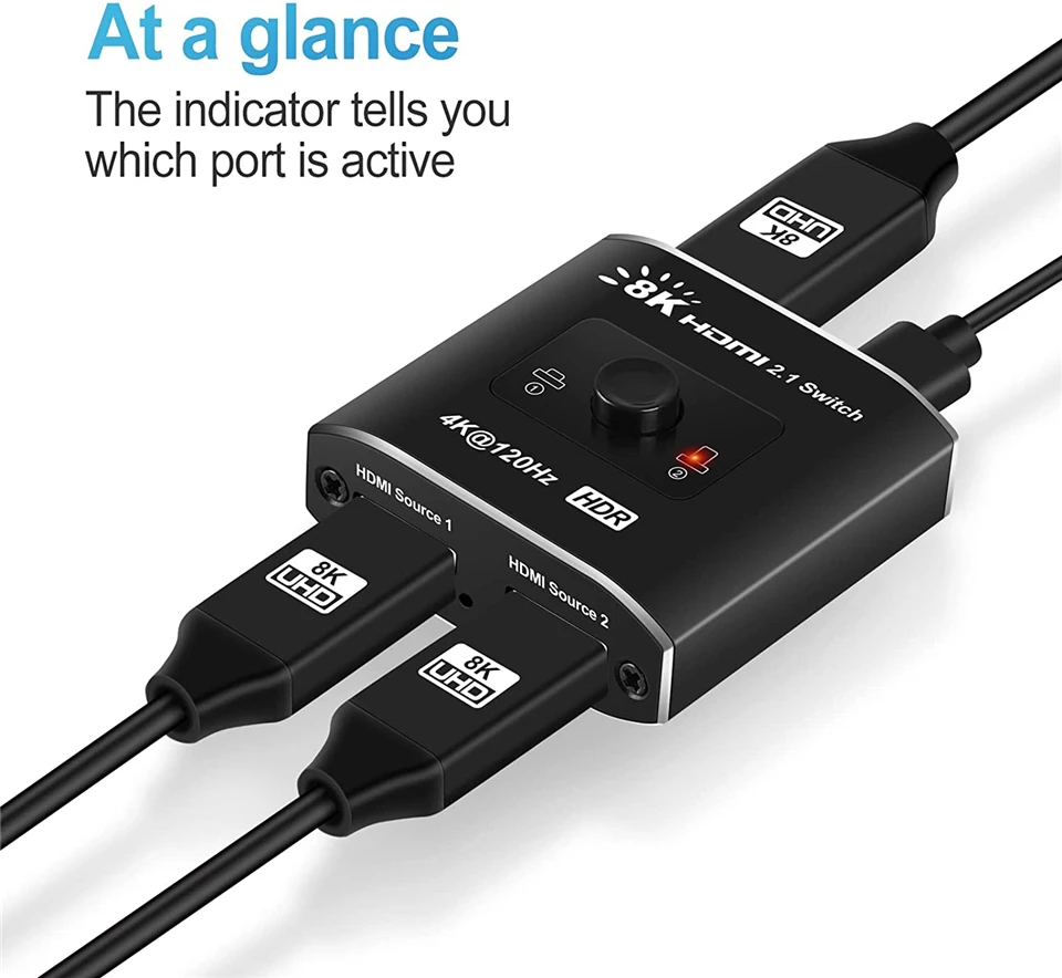 Conmutador HDMI 2.1 48Gbps – Selector 2 entradas a 1 salida 8K@60Hz - imagen 3