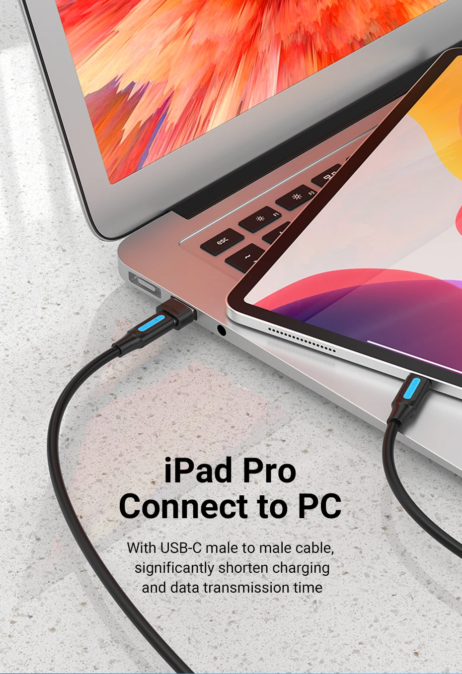 Adaptador Vention - iPad Pro conectado a PC