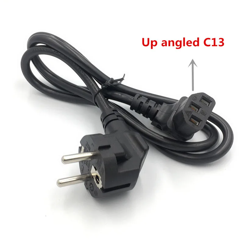 Cable de enchufe europeo arriba abajo IEC C13 Cable de alimentación de ordenador Cable de extensión 1m Cable de alimentación de la UE para Monitor PSU Antminer impresora
