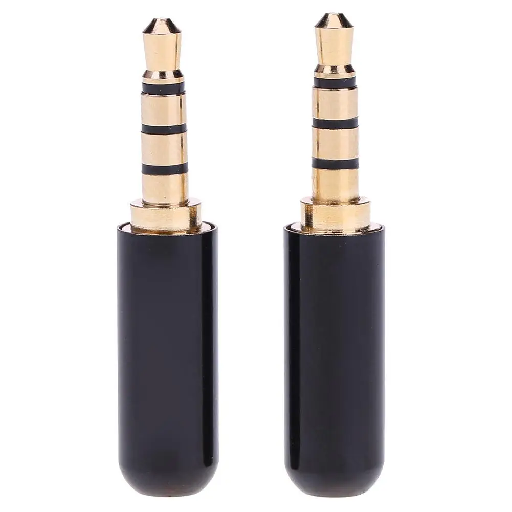 Adaptador de enchufe macho de 4 polos, 2 piezas, 3,5mm, 1/8in, TRRS, para auriculares DIY, reparación de doble pista, conector de Cable de auriculares - imagen 2