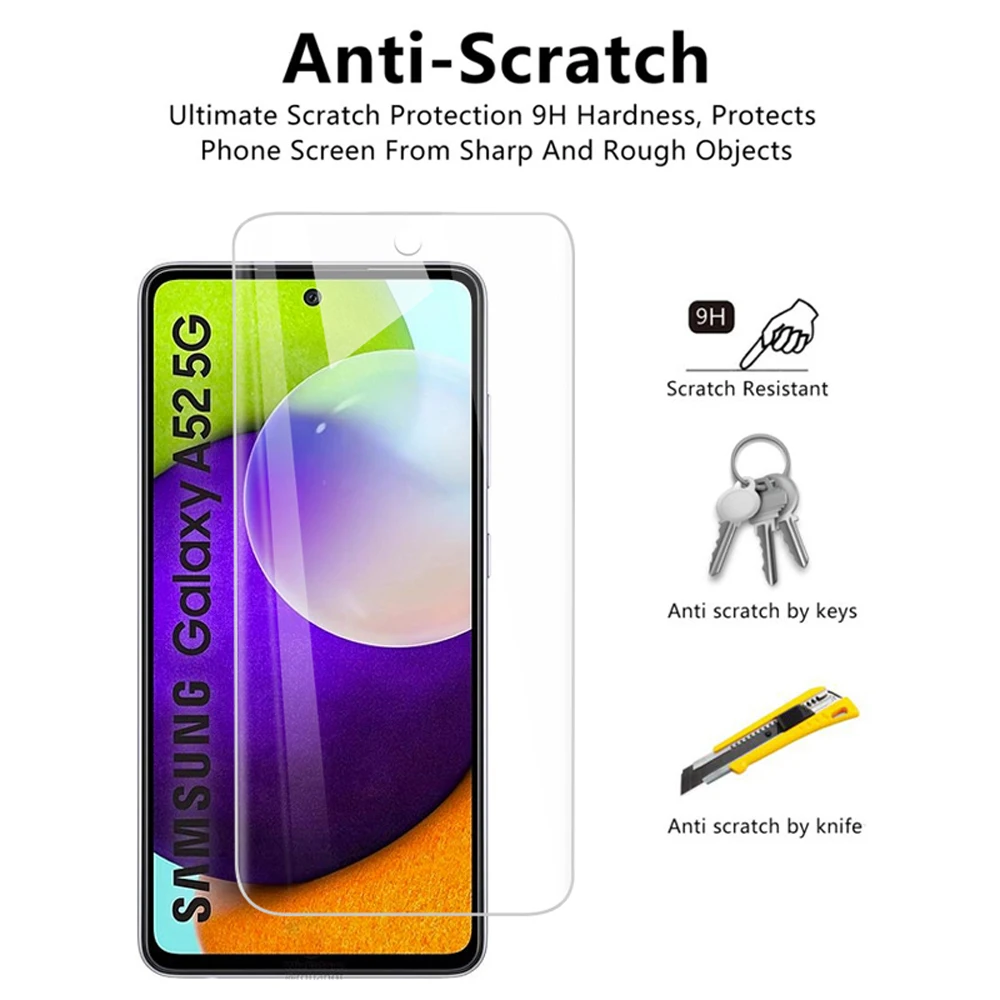 Protector de pantalla de vidrio templado para Samsung Galaxy A52 5G, 9H, transparente, 3 unidades - imagen 4