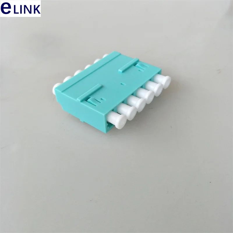 Adaptador LC adaptador de fibra óptica de 6 núcleos 100 Uds OM3 LC/APC acoplador de fibra óptica verde agua conector ftth adaptador de 6 puertos