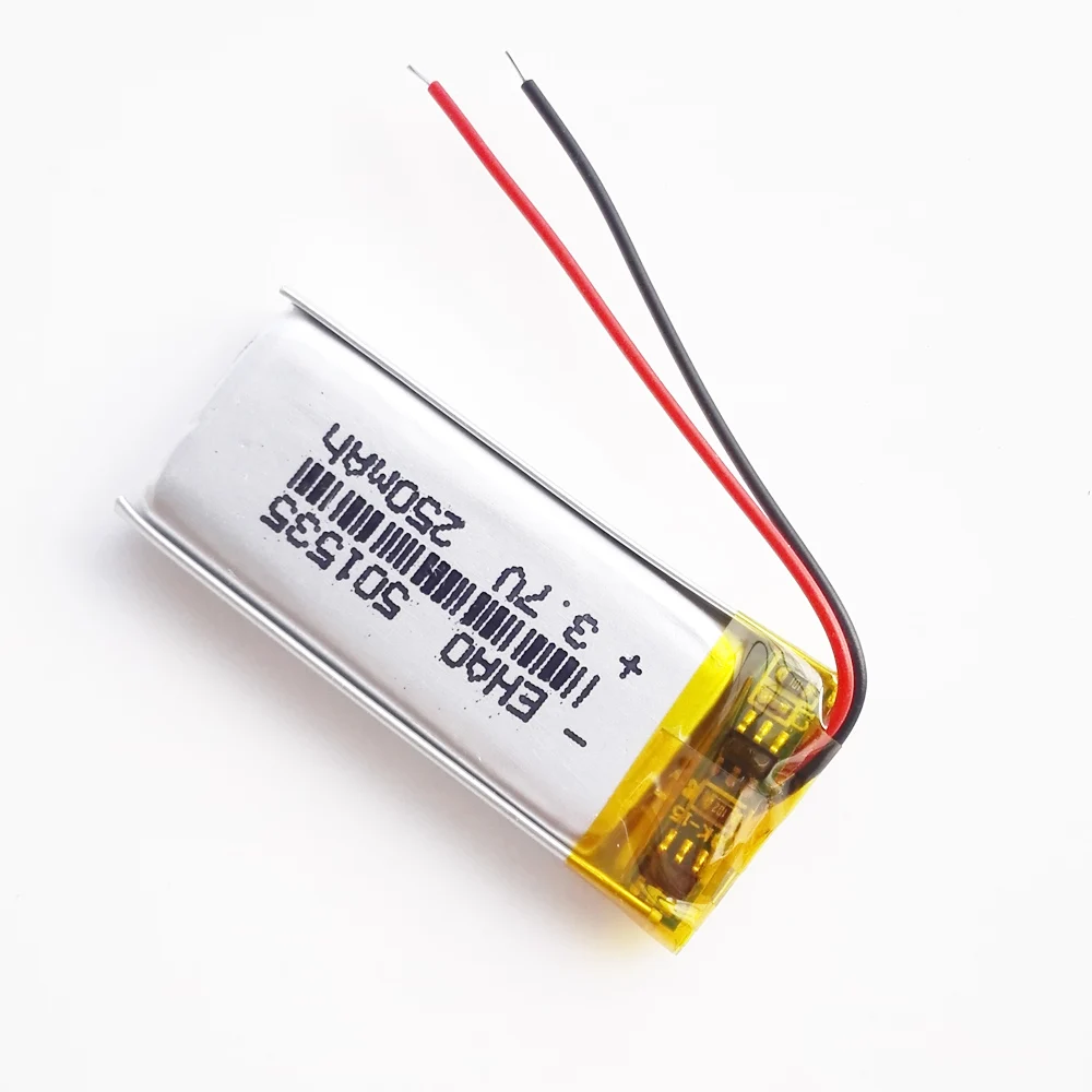 Venta al por mayor 10 Uds 3,7 V 250mAh batería recargable LiPo de polímero de litio 501535 para auriculares Mp3 altavoz Bluetooth Recorde - imagen 4