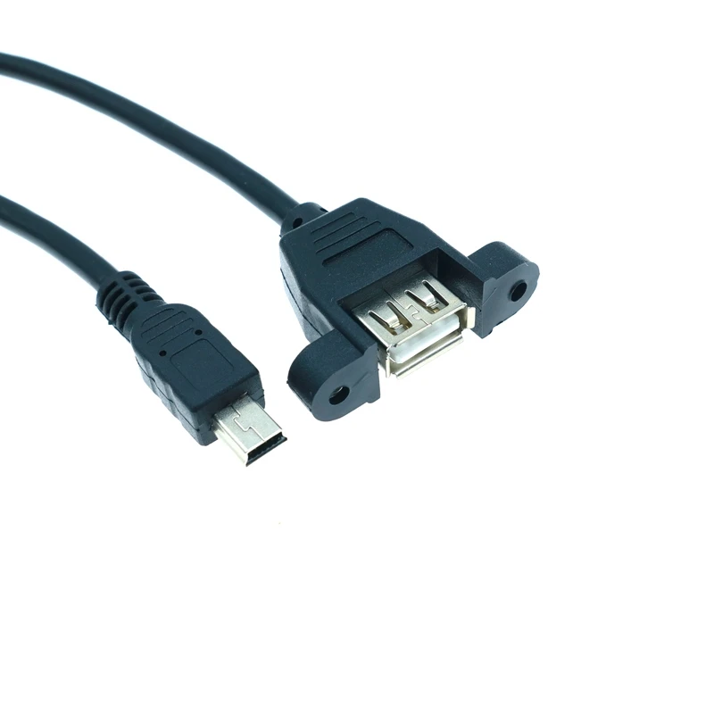 Cable de extensión Mini USB macho a USB 2,0 hembra de 30cm con conector adaptador de bloqueo de orificio de tornillo de montaje en Panel para ordenador - imagen 4
