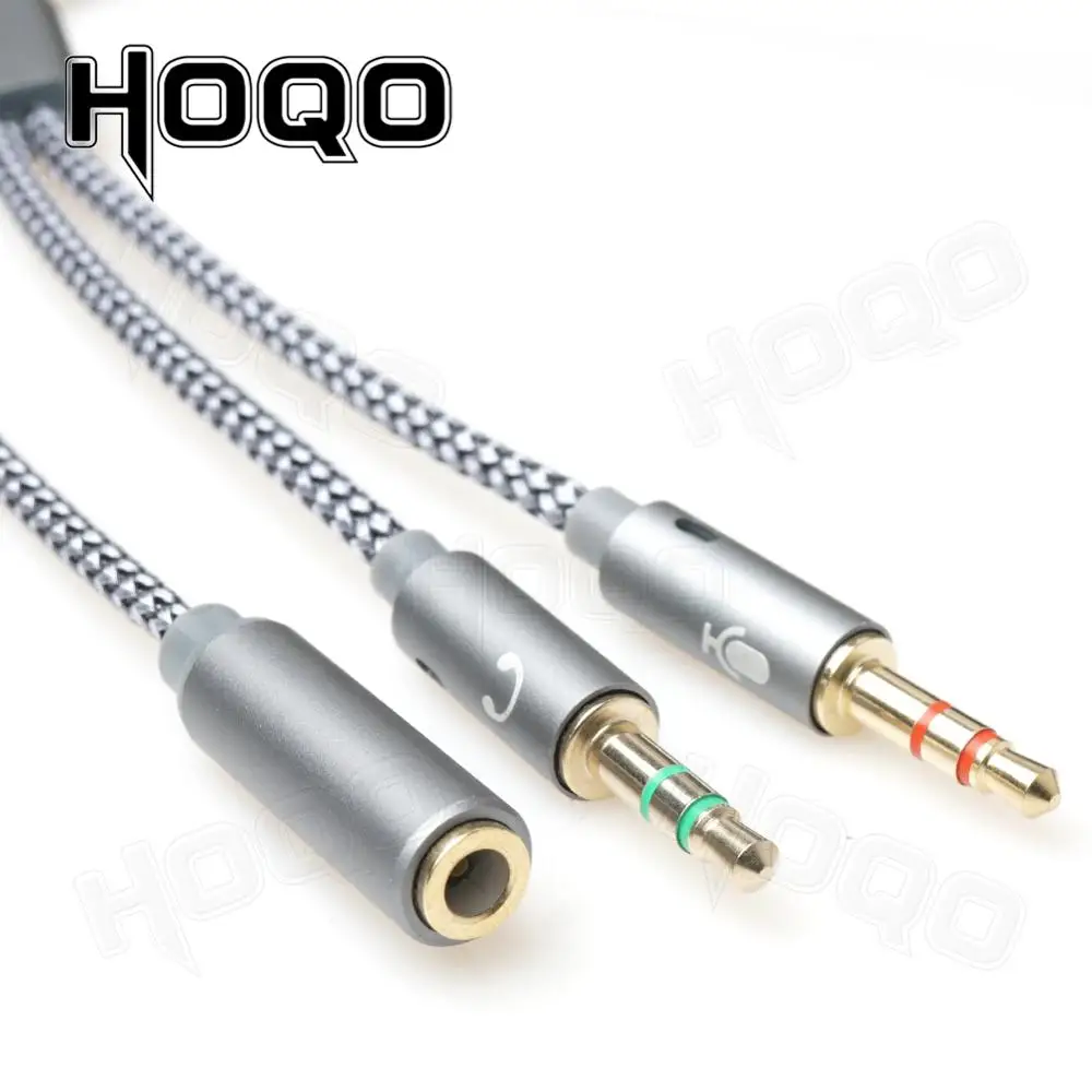 2 macho 1 hembra 3,5mm auriculares de Audio estéreo micrófonos Cable adaptador Rallonge Jack trenzado Nylon3.5mm trrs cable corto - imagen 4