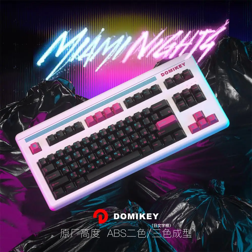 Domikey teclas personalizadas Miami Nights Cherry Profile ABS para teclado mecánico, doble disparo, Triple disparo para GH60, GK61, GK64, RK87 - imagen 2