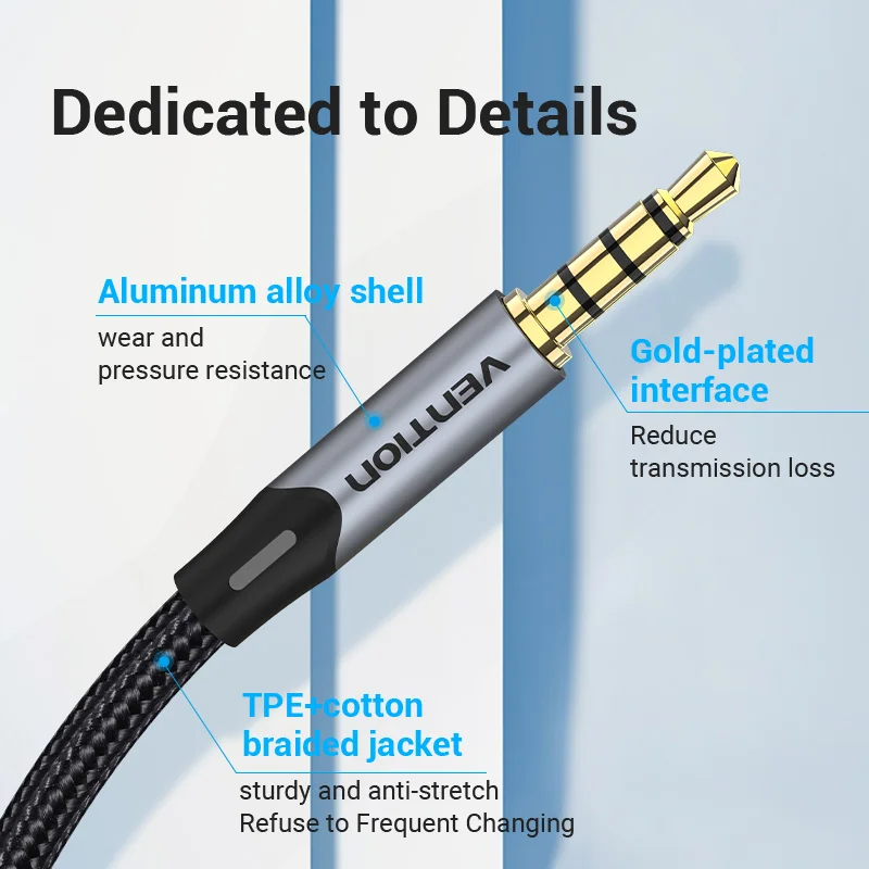 Vention Cable Auxiliar Jack 3.5mm Macho a Macho Audio Estéreo - imagen 5