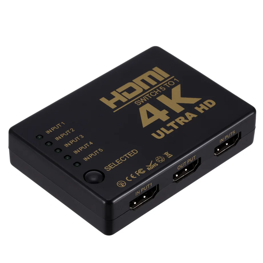 Divisor de Cable HDMI 4K 2K 5x1, adaptador conmutador vídeo HD 1080P, 5 entradas, 1 puerto salida, concentrador para Xbox, PS4, DVD, HDTV, PC, portátil y TV - imagen 3