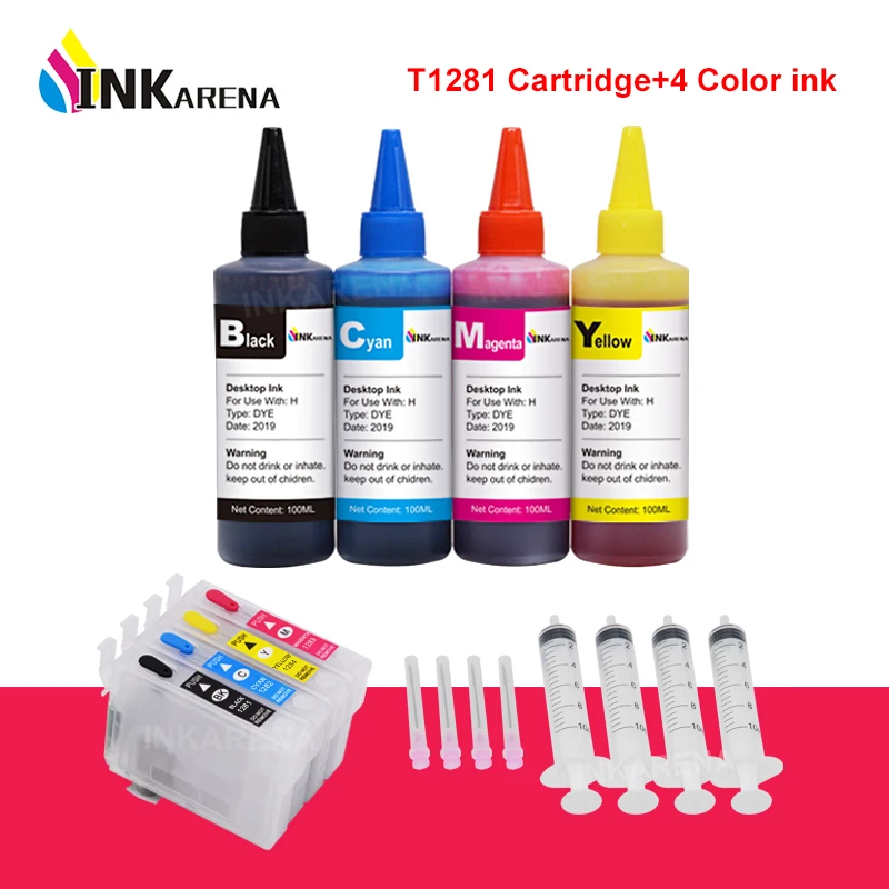INKARENA-cartucho de tinta para impresora, recambio de tinta para Epson Stylus S22, SX125, SX130, SX230, SX235W, SX420W, SX425W, SX430W + 400ml, T1281