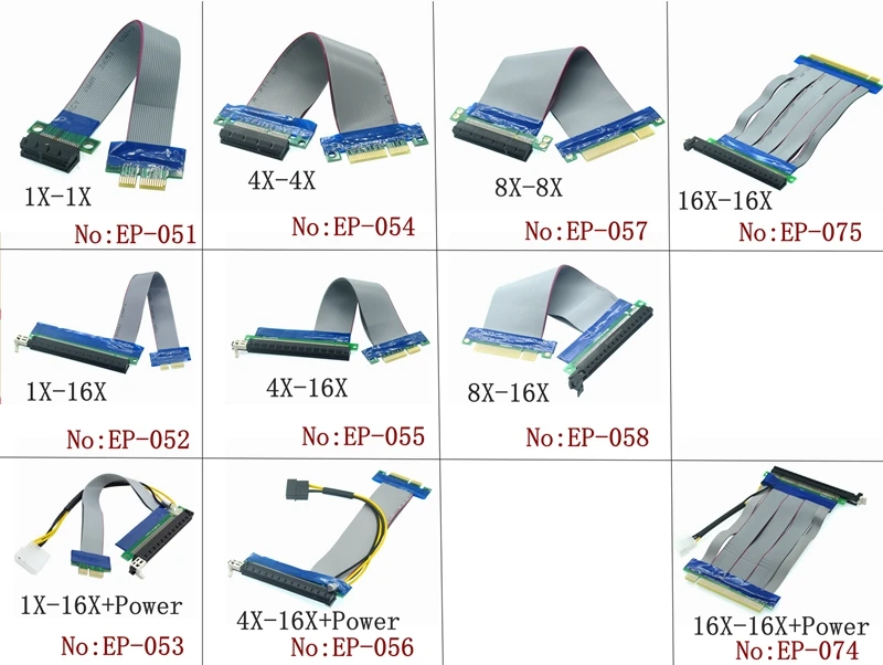 PCI Express PCI-E 1X 4X 8X 16x macho a 16X hembra Cable adaptador de cinta extensora de tarjeta elevadora para tarjeta gráfica GPU Mining Miner - imagen 4