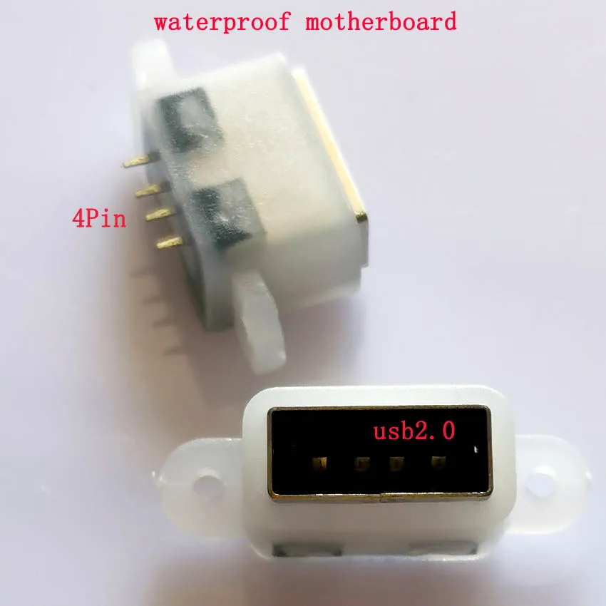 USB 2,0 base hembra impermeable 180 grados vertical 4P enchufe hembra impermeable tipo a enchufe recto 11,5mm pegamento blanco