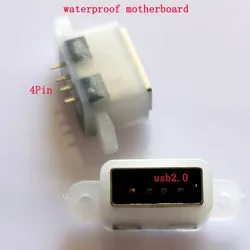 USB 2,0 base hembra impermeable 180 grados vertical 4P enchufe hembra impermeable tipo a enchufe recto 11,5mm pegamento blanco