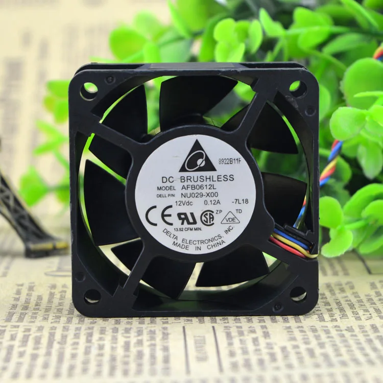 Ventilador de chasis Delta 6025 AFB0612L, 12V, 0.12A, 6CM, 6cm, 4 cables, silencioso de temperatura - imagen 2