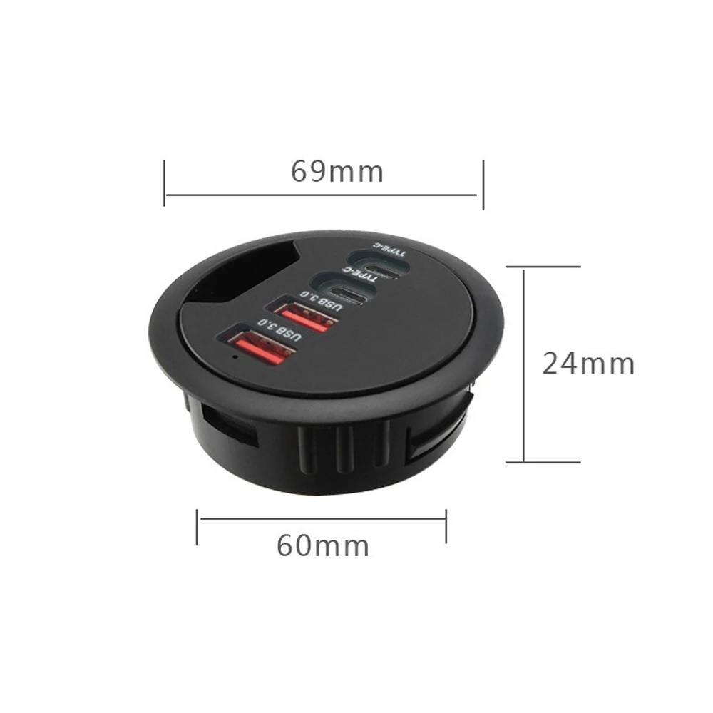 Soporte de concentrador USB en cubos de escritorio, concentrador USB 3,0 con adaptador de fuente de alimentación, puerto Dual tipo C para cargar iPad/tableta/teléfonos inteligentes - imagen 4