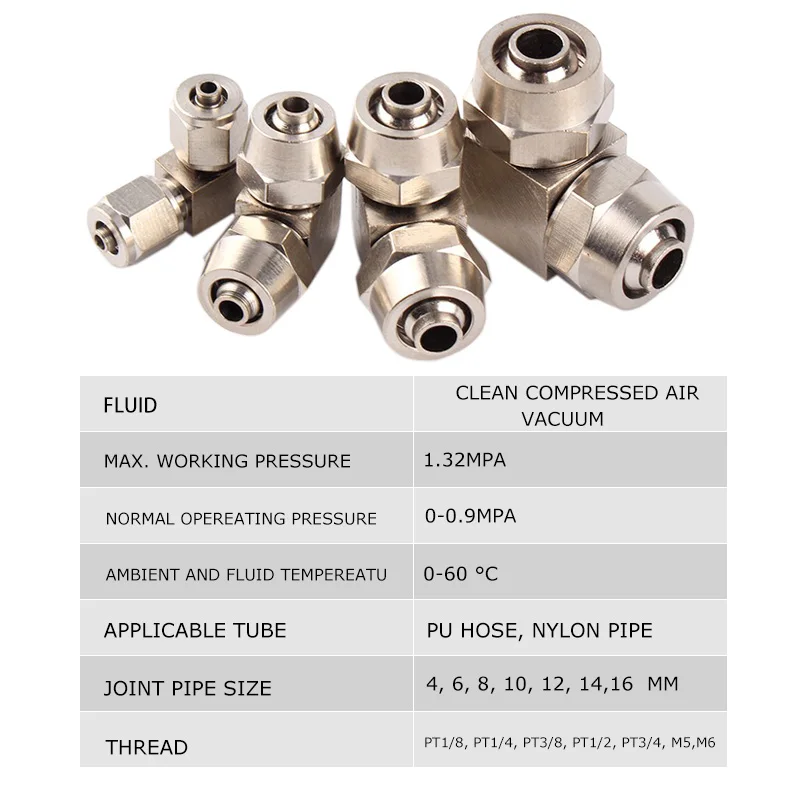 100 Uds 50 Uds PV codo de giro rápido tuerca de bloqueo de metal neumático rápido doblado de ángulo recto 90 grados - imagen 5