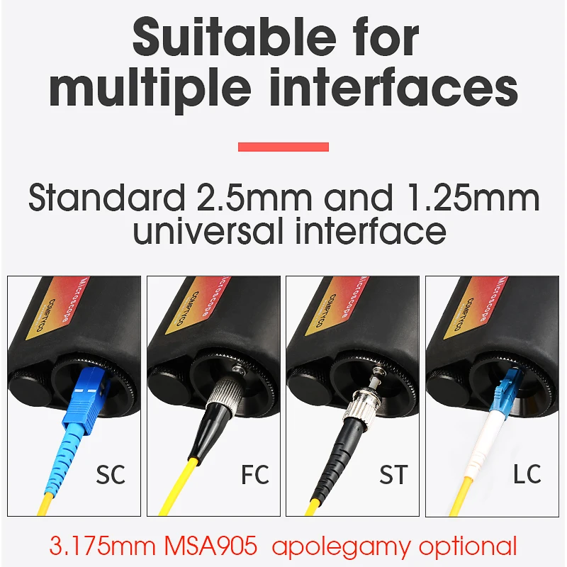 Microscopio de inspección de fibra óptica 200X, iluminación LED, goma antideslizante AUA-200X - imagen 3