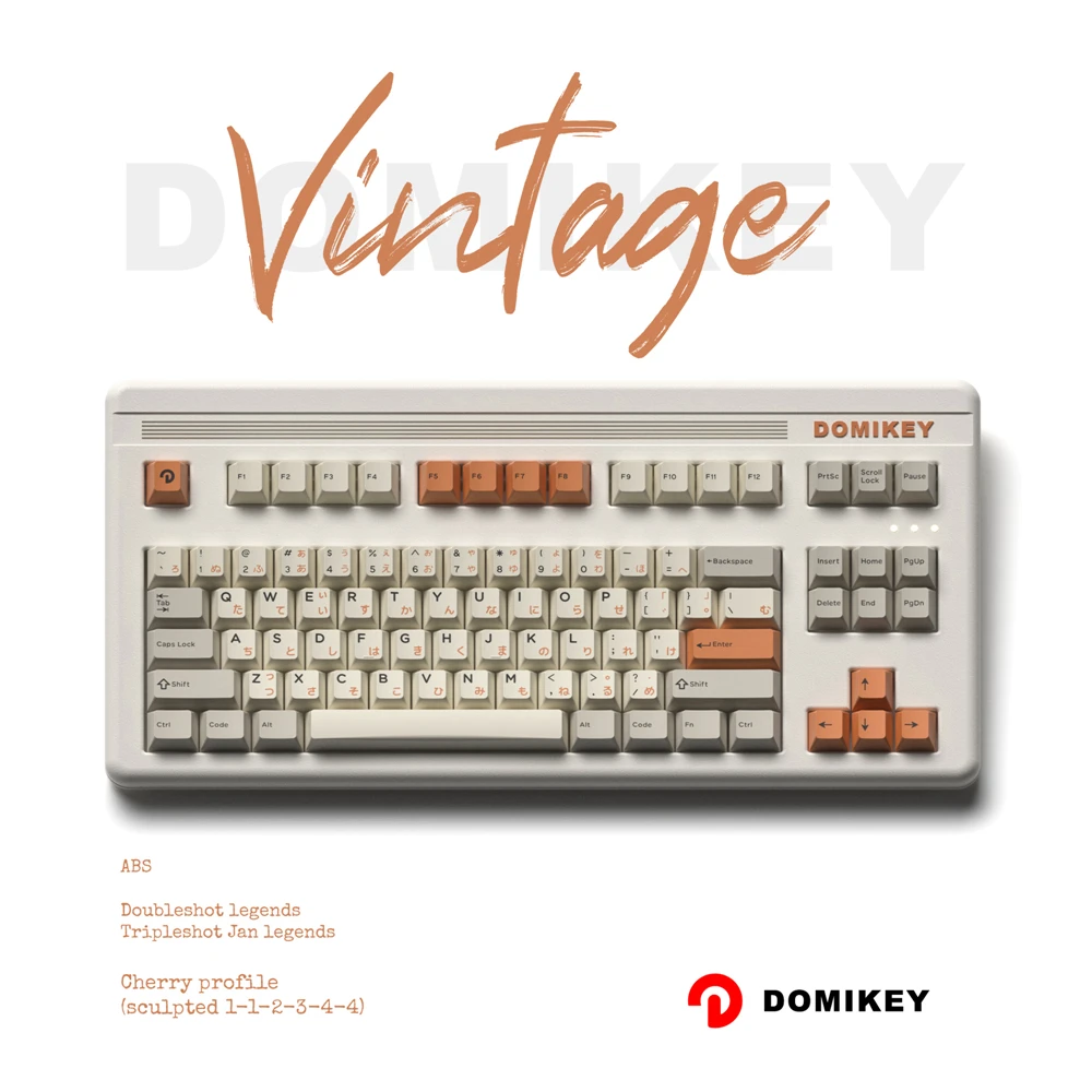 Domikey-Tapa de teclado vintage Cherry, accesorio de abs doubleshot para teclado mx stem poker 87 104 gh60 xd64 xd68 xd84 BM60 BM65 BM68 BM80 - imagen 3