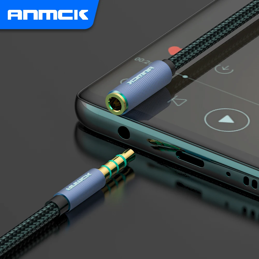 Anmck-Cable de extensión auxiliar de Audio para auriculares estéreo, conector auxiliar macho a hembra de 3,5mm, extensor para altavoces, teléfonos y tabletas - imagen 3