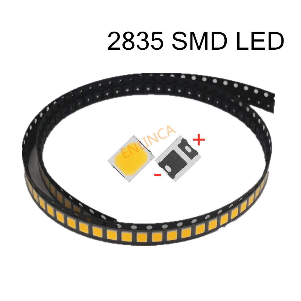 Chip LED SMD 100 de alto brillo, 2835 W, 1W, 18V, 9V, 6V, 3V, 130lM, LED blanco natural frío, 0,5 K, 3000K, 4000K, 6000K, 9000K, piezas