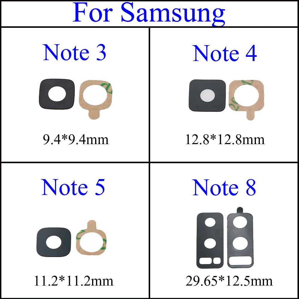 YuXi-Anillo de cubierta de lente de cámara trasera con pegatina para samsung Galaxy Note 3, 4, 5, 8, N920, Note8, Note3, Note5, N950