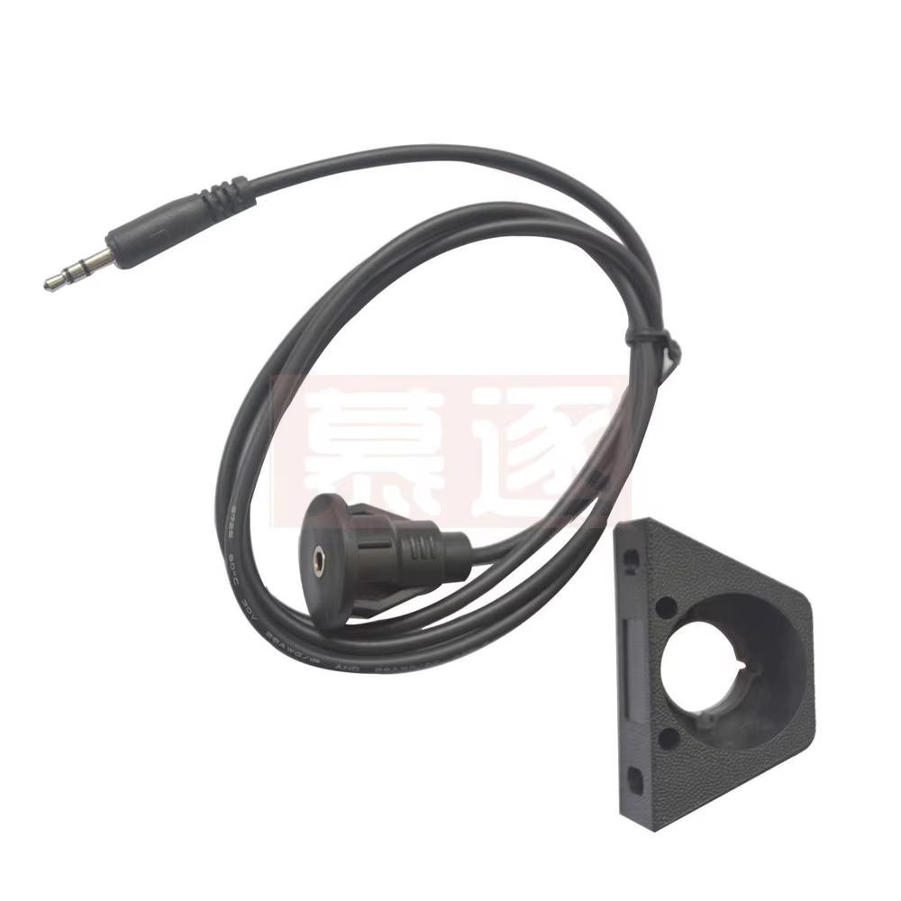Cable de panel de instrumentos para automóvil y motocicleta, extensión de auriculares de 3,5mm con soporte, cable impermeable de audio de 1/2m