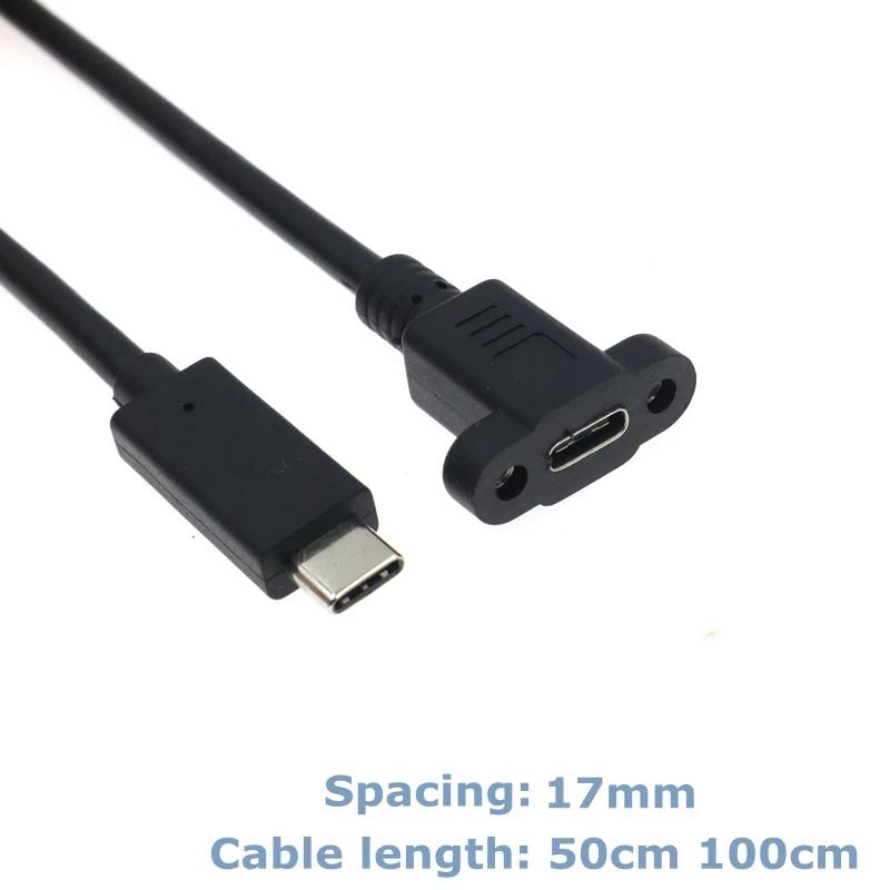 Cable Extensión USB C 1m Montaje Panel - Detalle del conector hembra