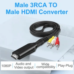 Adaptador RCA a HDMI Full HD – Convertidor vídeo AV NTSC/PAL