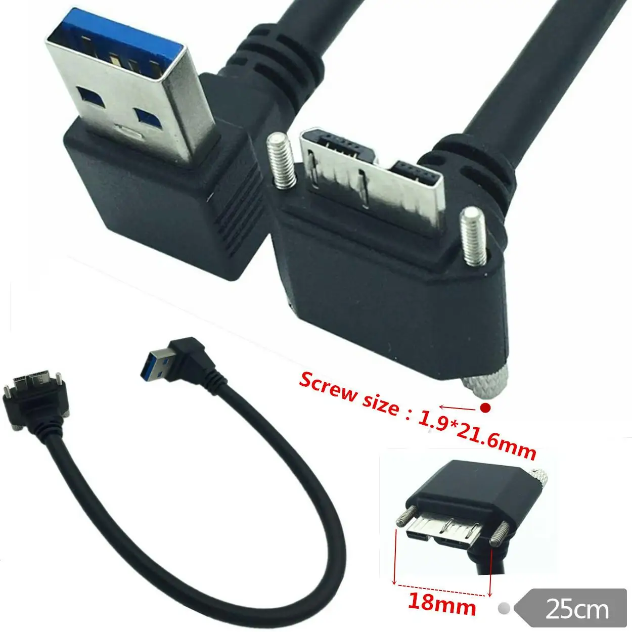Cable USB 3,0 tipo A de doble curva, ángulo hacia arriba y hacia abajo de 90 grados a Micro B macho para disco duro externo Samsung S5 Note 3 HDD - imagen 5