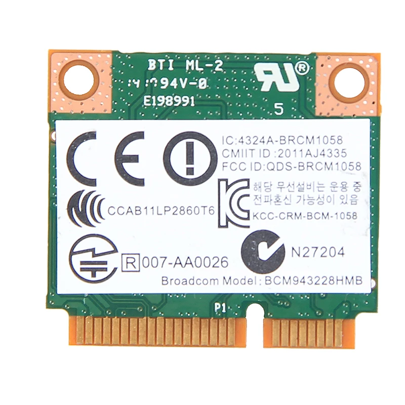 BCM943228HMB, banda Dual de 300Mbps, para Bluetooth 4,0, 802.11a/b/g/n, Wifi, tarjeta inalámbrica, medio Mini PCI-E, Notebook, adaptador Wlan de 2,4G/5Ghz - imagen 3