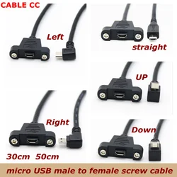 Cable Micro USB Angular 90° Macho-Hembra para Panel – Versión 2.0