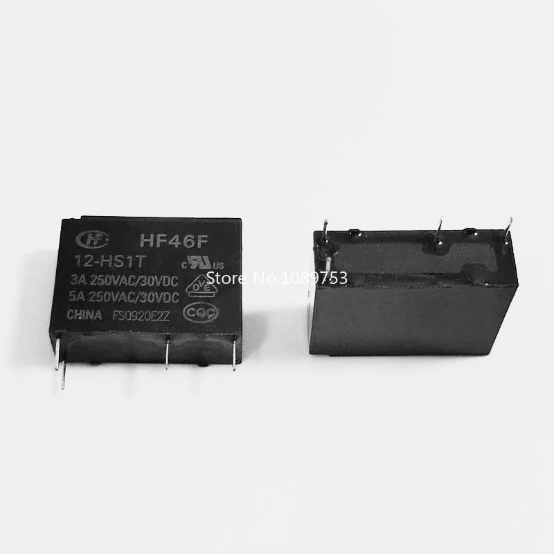 5 uds HF46F relés 5A 4 pines HF46F-5-HS1 HF46F-12-HS1 HF46F-24-HS1 relé de potencia normalmente abierto 5 12 24 VDC 5A 250VAC - imagen 4