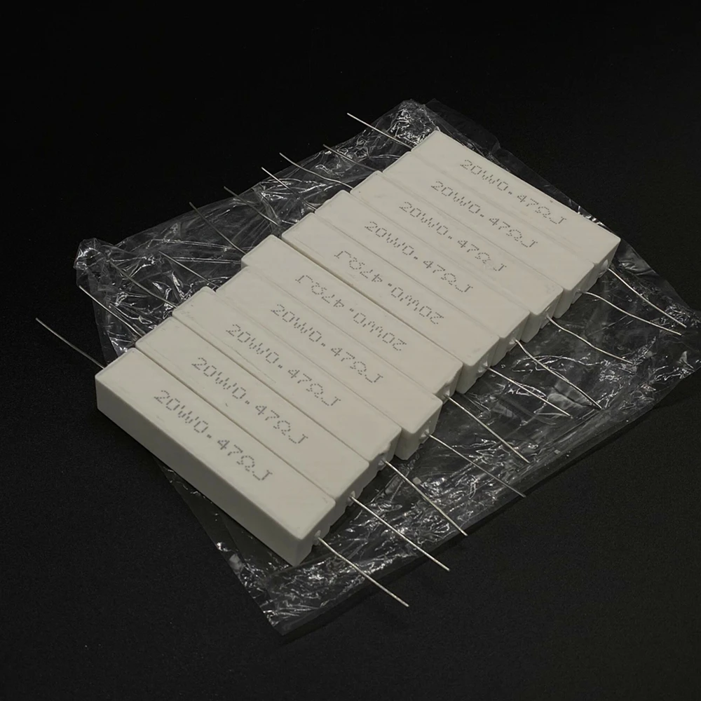 Resistencia de cemento 5% de 20W, 2 piezas, resistencia de potencia 0,1 ~ 10K 0.1R 0.5R 10R 50R 0,22 0,33 0,5 1 2 5 8 10 20 22 30 50 100 1K 1,5 K 2K Ohm - imagen 2