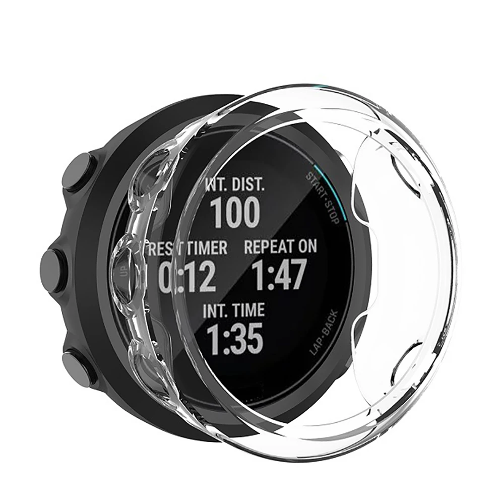 Funda protectora 2 + 1 + Protector de pantalla para reloj inteligente Garmin Swim 2, carcasa protectora de TPU suave, película de vidrio templado - imagen 4