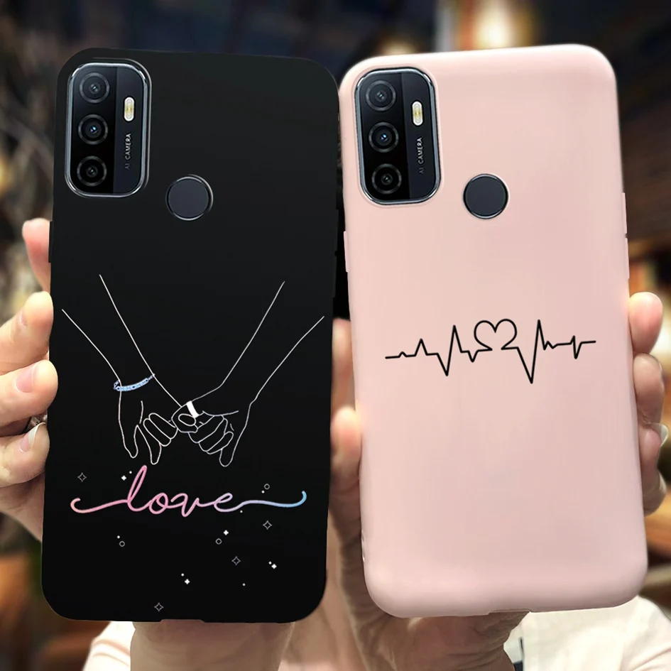 Para Funda OPPO A53s Funda de teléfono mate pintado con corazón de amor bonito para OPPO A53 A32 A33 2020 Coque OPPOA53 A 53 Fundas suaves Capa - imagen 2