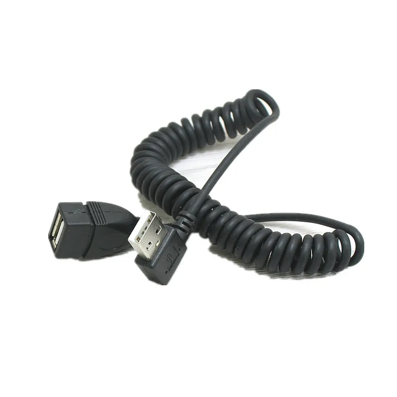 Cable de extensión de resorte de datos USB 2,0 ángulo izquierdo derecho 90 grados USB2.0 Cable telescópico macho a hembra para PC Notebook 1m - imagen 3