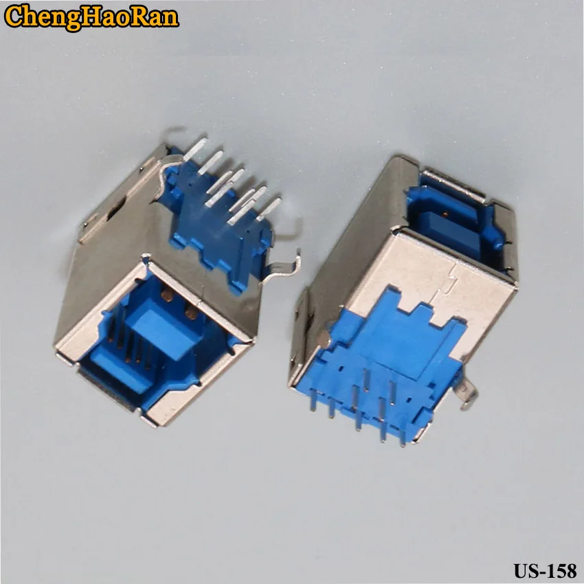 ChengHaoRan 2 uds plástico azul B hembra 3,0 interfaz de alta velocidad USB tipo B puerto 90 grados pin enchufe interfaz de impresora hembra - imagen 5